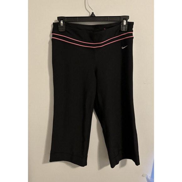 Nike Dri-Fit Crop Flair Leggings Black & Pink Sz Small - Picture 1 of 7